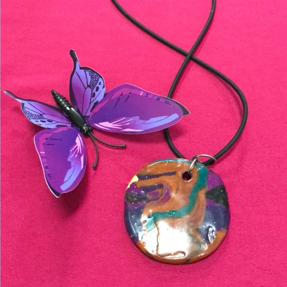 Bohemian Ceramic One of a Kind Handmade Rare Unique Necklace
